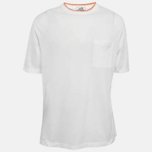 Hermes White Cotton Pique Crew Neck T-Shirt XXL