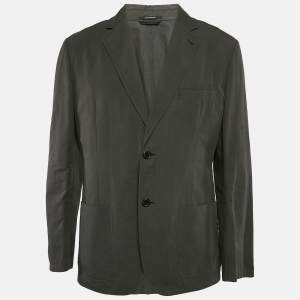 Hermès Green Cotton Blend Single Breasted Jacket XL