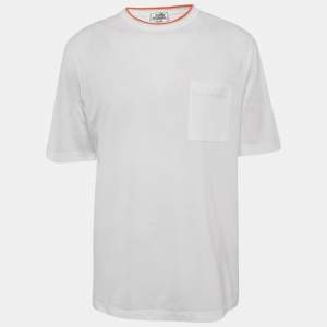 Hermès White Cotton Piqures Sellier T-Shirt XXL