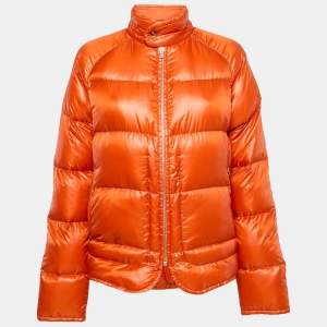 Hermes Orange Nylon Padded Zip-Up Jacket S