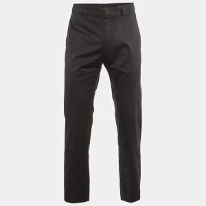 Hermès Black Cotton Straight Leg Pants L