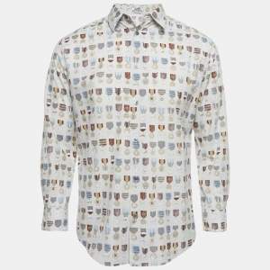 Hermes Grey Medal Print Cotton Shirt M
