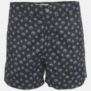 Pre Owned Hermes Navy Blue Printed Nylon Swim Trunks S