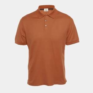 Pre Owned Hermes Orange Cotton Blend Polo T-Shirt XL