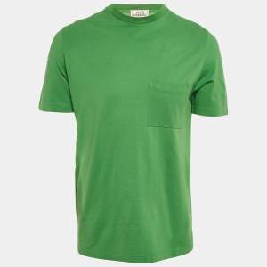 Pre Owned Hermes Green Cotton Pique Crew Neck T-Shirt M