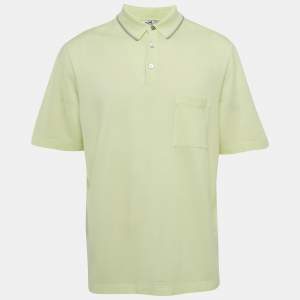 Pre Owned Hermès Lime Green Cotton Pique Polo T-Shirt XXL