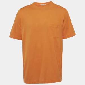 Pre Owned Hermès Orange Cotton Pique Crew Neck T-Shirt XXL