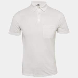 Pre Owned Hermes White Cotton Pique Polo T-Shirt XS