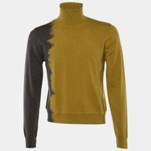 Pre Owned Hermes Yellow/Grey Cashmere Wool Knit Turtleneck Sweater S