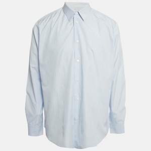 Pre Owned Hermes Blue Striped Cotton Long Sleeve Shirt 4XL