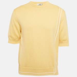 مملوكة مسبقًا بلوزة هيرمس بأكمام قصيرة قطن مزيج أصفر وسط (ميديم)