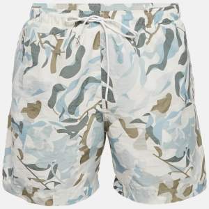 Pre Owned Hermes White Printed Synthetic Swim Shorts XXL 