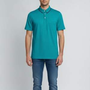 Pre Owned Hermès Turquoise Logo Embroidered Piqué Knit Polo T-Shirt XXL