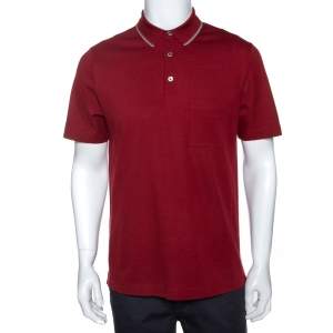 Hermes Maroon Cotton Pique Short Sleeve Polo T-Shirt M