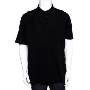 Hermès Black Cotton Pique Polo T-Shirt XXXL 