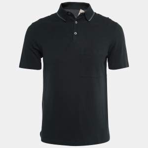 Hermes Black Cotton Pique Polo T-Shirt XS