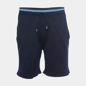 Hermes Navy Blue Cashmere Blend Drawstring Shorts L