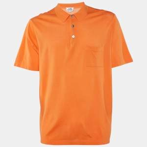 Hermès Orange Cotton Pique Polo T-Shirt 3XL