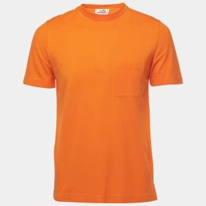 Hermes Orange Cotton Pique Crew Neck T-Shirt S