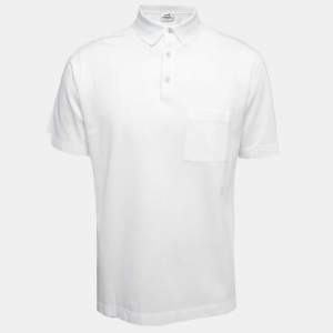 Hermès  White Cotton Pique Polo T-Shirt L