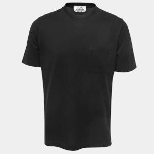 Hermes Black Cotton Crew Neck Half Sleeve T-Shirt L