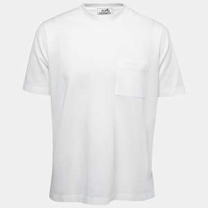 Hermes White Cotton Crew Neck Half Sleeve T-Shirt L