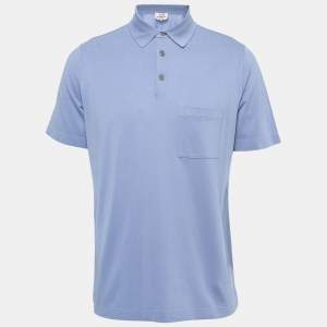 Hermes Blue Cotton Pique Polo T-Shirt L