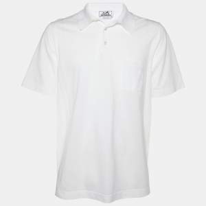 Hermès  White Cotton Pique Polo T-Shirt XXL