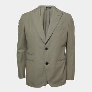 Hermes Grey Cotton Single Breasted Blazer L