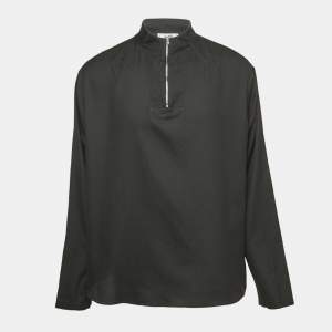Hermes Dark Green Cotton Zip-up Long Sleeve Shirt XL