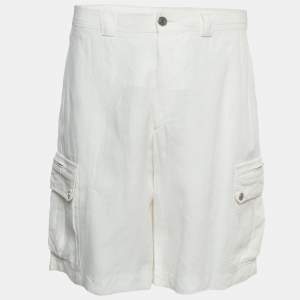 Hermes White Linen Bermuda Shorts M