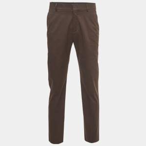 Hermes Brown Cotton Regular Fit Trousers L