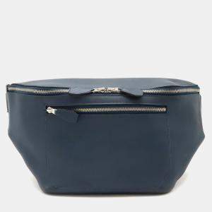 Hermes Blue Leather Cityslide Cross PM Belt Bag