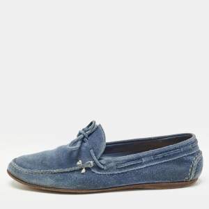 Hermes Blue Suede Slip On Loafers Size 42
