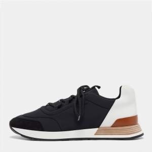 Hermes Black/White Neoprene and Leather Miles Sneakers Size 44
