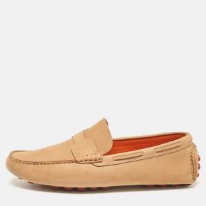 Hermes Brown Nubuck Leather Oscar Loafers Size 43.5