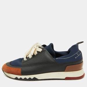 Hermes Multicolor Neoprene, Leather and Suede Stadium Low Top Sneakers Size 43