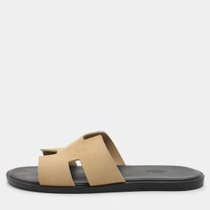 Hermes Jaune Milton Suede Izmir Flats Sandals Size 42