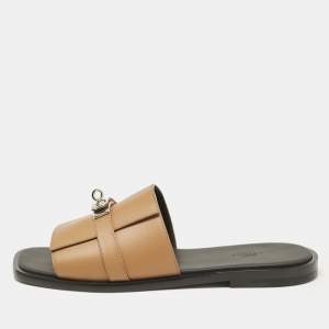 Hermès Brown Leather Gabriel Sandals Size 43