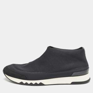 Hermés Navy Blue Knit Fabric Tokyo Slip-On Sneakers Size 42.5