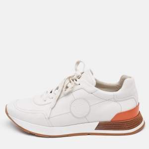 Hermes White Leather Drive Sneakers Size 43