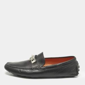 Hermes Black Leather Irving Loafers Size 42.5
