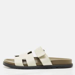 Hermès Off White Leather Chypre Sandals Size 43