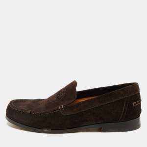 Hermes Chocolate Brown Suede Lucky Moccasins Size 42