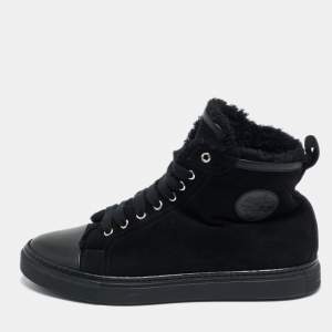 Pre Owned Hermes Black Leather and Suede Jimmy High Top Sneakers Size 41