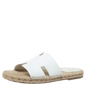 Hermes White Antigua Espadrille Sandals Size 42
