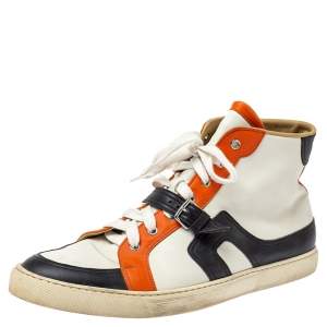 Hermes Tri Color Leather Quantum High Top Sneakers Size 45