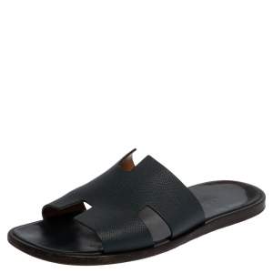 Hermes Blue Leather Izmir Sandals Size 43