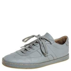 Hermes Grey Textured Leather Quicker Low Top Sneakers Size 44