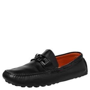 Hermes Black Leather Irving Slip On Loafers Size 41